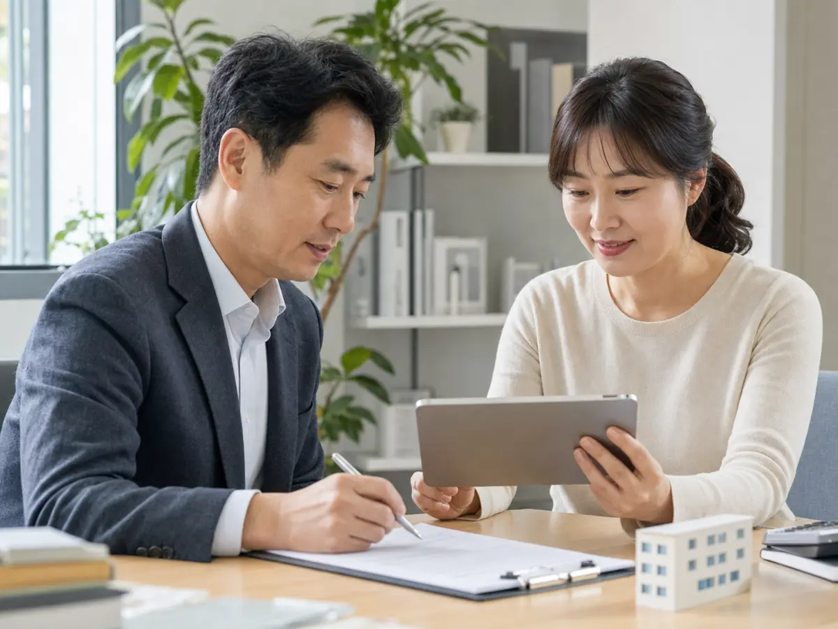주택 임대차계약 신고 내용을 확인하는 한국인 계약 당사자